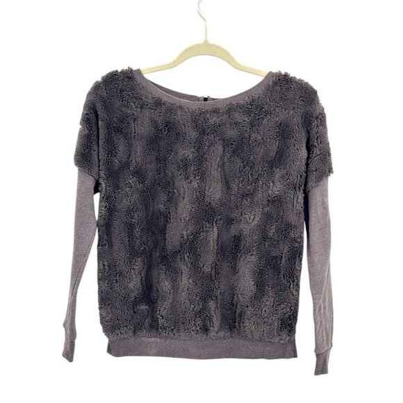 Bershka Collection Womens Faux Fur Knit Sweater Size Small Top Gray Pullover - Picture 5 of 7